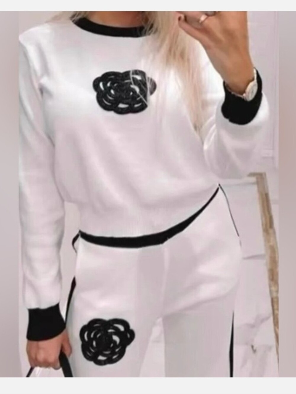 Camillia Flower Knitted Two-piece Set